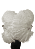 Carica l'immagine nel visualizzatore Galleria, White single layer Ostrich Feather Fan Full open 180 degree 25"x 50" - hotfans