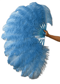 Carica l'immagine nel visualizzatore Galleria, Baby blue single layer Ostrich Feather Fan 25"x 50" - hotfans