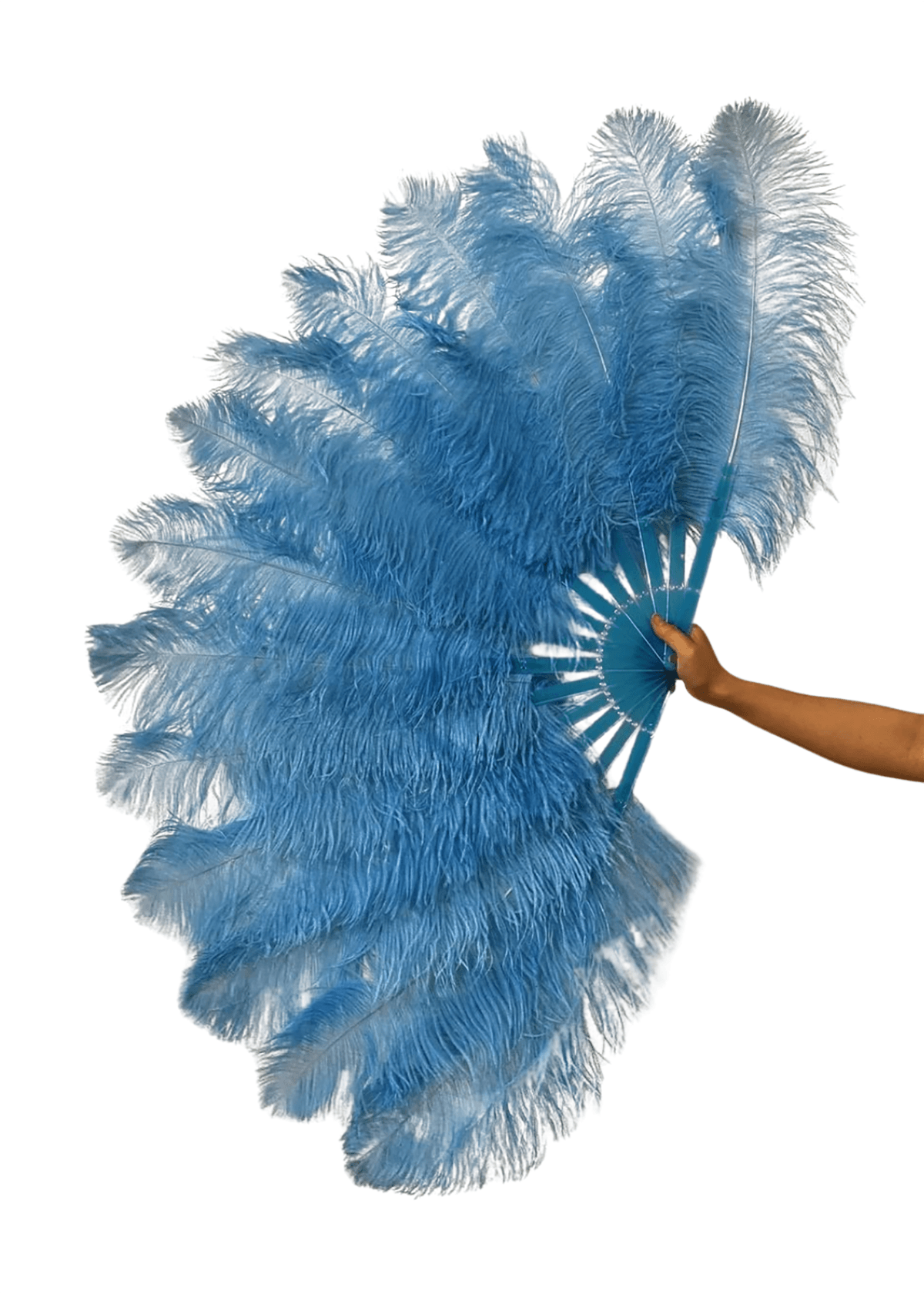 Baby Blue Full Open 180° Ostrich Feather Fan | Viva Feathers