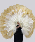Carica l'immagine nel visualizzatore Galleria, Mixed beige & wheat Advanced XL 2 Layer Ostrich Feather Fan 34''x 60'' - hotfans