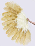 Carica l'immagine nel visualizzatore Galleria, Mixed beige & wheat Advanced XL 2 Layer Ostrich Feather Fan 34''x 60'' - hotfans