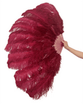 Load image into Gallery viewer, Burgundy intermediate 2 layers Ostrich Feather Fan 30"x 54" - hotfans
