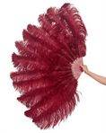 Load image into Gallery viewer, Burgundy intermediate 2 layers Ostrich Feather Fan 30"x 54" - hotfans