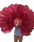 Load image into Gallery viewer, Burgundy intermediate 2 layers Ostrich Feather Fan 30"x 54" - hotfans
