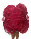 Load image into Gallery viewer, Burgundy intermediate 2 layers Ostrich Feather Fan 30"x 54" - hotfans