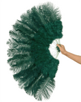 Load image into Gallery viewer, Beginner Forest green Marabou & Ostrich Feather fan 21"x 38" - hotfans