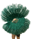 Load image into Gallery viewer, Beginner Forest green Marabou & Ostrich Feather fan 21"x 38" - hotfans