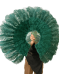 Load image into Gallery viewer, Beginner Forest green Marabou & Ostrich Feather fan 21"x 38" - hotfans