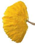 Bild in Galerie-Betrachter laden, Gold yellow Professional Triple Layers Ostrich Feather Fan 34"x 65" - hotfans