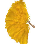 Bild in Galerie-Betrachter laden, Gold yellow Professional Triple Layers Ostrich Feather Fan 34"x 65" - hotfans