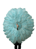 Carica l'immagine nel visualizzatore Galleria, Custom color 180 degree Full Open 2 layers Ostrich Feather Fan 30"X 60" - hotfans