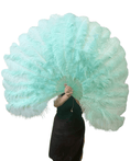 Load image into Gallery viewer, Mint Green intermediate 2 layers Ostrich Feather Fan 30"x 54" - hotfans