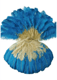 Bild in Galerie-Betrachter laden, Mix WHEAT & TURQUOISE 3 Layers Ostrich Feather Fan Opened 65" - hotfans