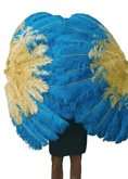 Bild in Galerie-Betrachter laden, Mix WHEAT & TURQUOISE 3 Layers Ostrich Feather Fan Opened 65" - hotfans