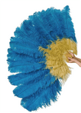Bild in Galerie-Betrachter laden, Mix WHEAT & TURQUOISE 3 Layers Ostrich Feather Fan Opened 65" - hotfans
