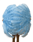 ギャラリービューアーに画像を読み込み、 Baby blue Advanced XL 2 Layers Ostrich Feather Fan 34"x 60" - hotfans