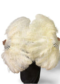 Load image into Gallery viewer, Single layer Beige Beginner’s Ostrich Feather Fan 25"x 45" - hotfans