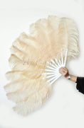 Load image into Gallery viewer, Single layer Beige Beginner’s Ostrich Feather Fan 25"x 45" - hotfans