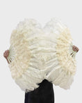 Charger l'image dans la visionneuse de galerie, Beginner Beige Marabou & Ostrich Feather fan 21"x 38" - hotfans
