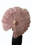 Charger l'image dans la visionneuse de galerie, Beginner Beige wood Marabou & Ostrich Feather fan 21"x 38" - hotfans