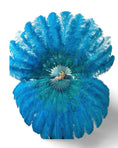 Load image into Gallery viewer, CUSTOM U/D MIX COLOR 180 DEGREE FULL OPEN 2 LAYERS OSTRICH FEATHER FAN "30"X 60" - hotfans