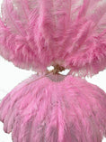Carica l'immagine nel visualizzatore Galleria, Bright Pink Advanced XL 2 Layers Ostrich Feather Fan 34"x 60" - hotfans