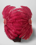 Load image into Gallery viewer, Burgundy 180 DEGREE FULL OPEN 2 LAYERS OSTRICH FEATHER FAN "30"X 60"