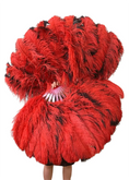 Bild in Galerie-Betrachter laden, Black / Red single layer Double side Ostrich Feather Fan 25"x 47" - hotfans