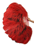 Bild in Galerie-Betrachter laden, Black / Red single layer Double side Ostrich Feather Fan 25"x 47" - hotfans