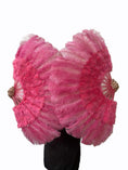 Load image into Gallery viewer, Beginner Coral red Marabou & Ostrich Feather fan 21"x 38" - hotfans