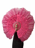 Load image into Gallery viewer, Beginner Coral red Marabou & Ostrich Feather fan 21"x 38" - hotfans