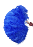 ギャラリービューアーに画像を読み込み、 deep sky blue Professional Triple Layers Ostrich Feather Fan 34"x 65" - hotfans
