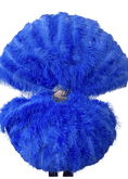 ギャラリービューアーに画像を読み込み、 deep sky blue Professional Triple Layers Ostrich Feather Fan 34"x 65" - hotfans
