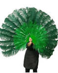 Load image into Gallery viewer, Mix forest green & green 2 Layers Ostrich Feather Fan 30''x 54'' with Travel leather Bag - hotfans