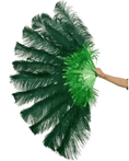Load image into Gallery viewer, Mix forest green & green 2 Layers Ostrich Feather Fan 30''x 54'' with Travel leather Bag - hotfans