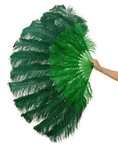 Load image into Gallery viewer, Mix forest green & green 2 Layers Ostrich Feather Fan 30''x 54'' with Travel leather Bag - hotfans