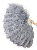 Charger l'image dans la visionneuse de galerie, Light gray Professional 4 Layers Ostrich Feather Fan 35"x 67" - hotfans