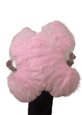 Carica l'immagine nel visualizzatore Galleria, Light pink single layer Ostrich Feather Fan Full open 180 degree 25"x 50" - hotfans