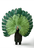 Carica l'immagine nel visualizzatore Galleria, Custom U/D Color XL 2 Layers Ostrich Feather Fan 34"x60" - hotfans