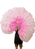 Load image into Gallery viewer, Mix light pink & pink 2 Layers Ostrich Feather Fan 30''x 54'' with Travel leather Bag - hotfans