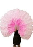 Load image into Gallery viewer, Mix light pink & pink 2 Layers Ostrich Feather Fan 30''x 54'' with Travel leather Bag - hotfans