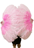 Load image into Gallery viewer, Mix light pink & pink 2 Layers Ostrich Feather Fan 30''x 54'' with Travel leather Bag - hotfans