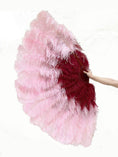 Load image into Gallery viewer, Mix burgundy & pink 3 Layers Feather fans with aluminum staves - hotfans