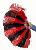 Charger l'image dans la visionneuse de galerie, Beginner Mix Black & red Marabou & Ostrich Feather fan 21"x 38" - hotfans