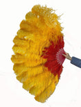 Load image into Gallery viewer, Mix red & Golden 2 Layers Ostrich Feather Fan 30''x 54'' with Travel leather Bag - hotfans