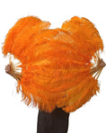 Charger l'image dans la visionneuse de galerie, A pair Single layer orange Beginner’s Ostrich Feather Fan - hotfans