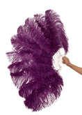 Carica l'immagine nel visualizzatore Galleria, A pair Single layer dark purple Beginner’s Ostrich Feather Fan - hotfans