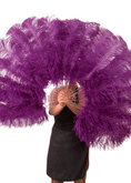 Carica l'immagine nel visualizzatore Galleria, A pair Single layer dark purple Beginner’s Ostrich Feather Fan - hotfans