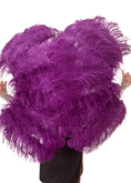 Carica l'immagine nel visualizzatore Galleria, A pair Single layer dark purple Beginner’s Ostrich Feather Fan - hotfans