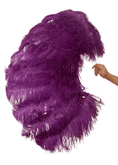 Carica l'immagine nel visualizzatore Galleria, A pair Single layer dark purple Beginner’s Ostrich Feather Fan - hotfans